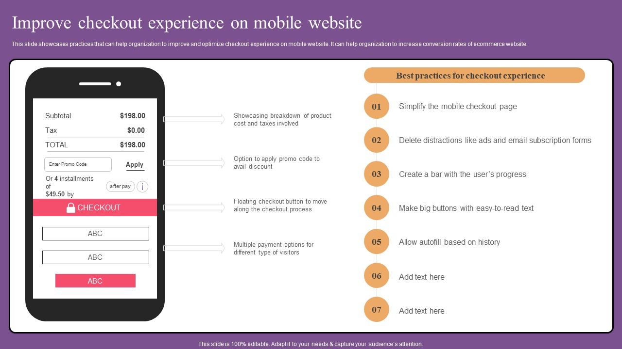 Improve Checkout Experience Website Optimization To Improve Product Sale Clipart Pdf