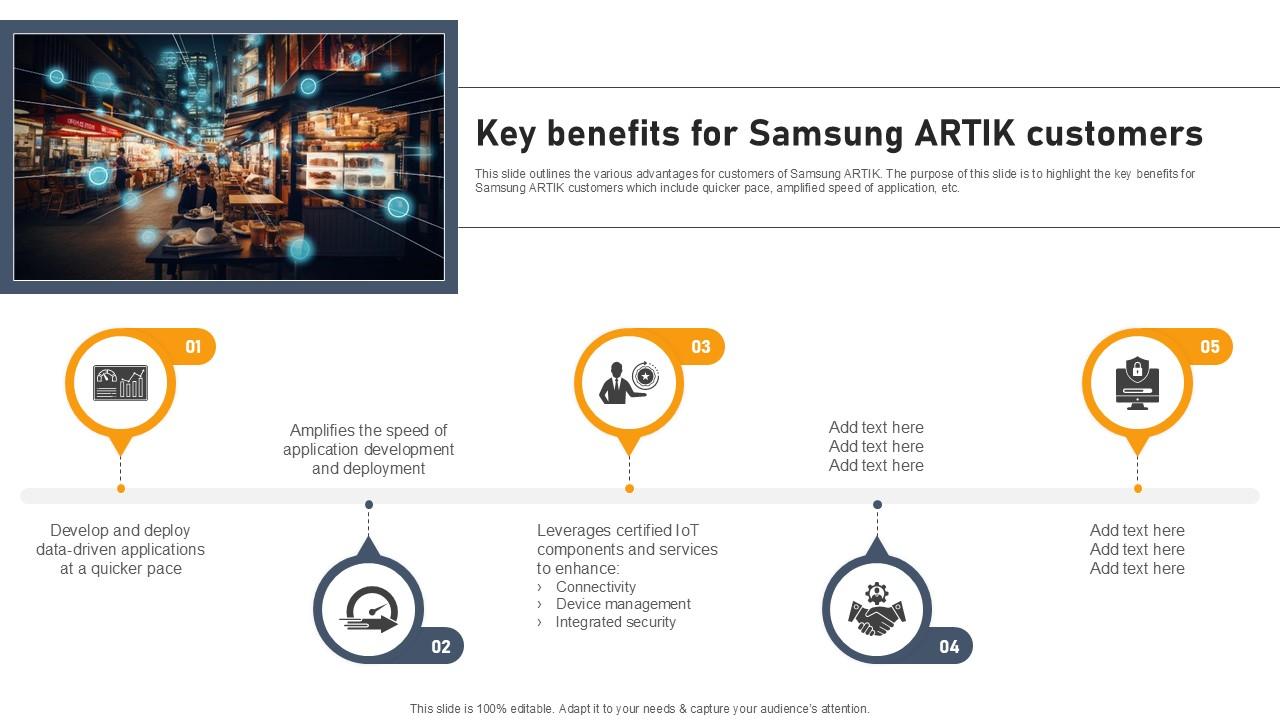 Key Benefits For Samsung Artik Customers Aws IOT Platform Ppt Example