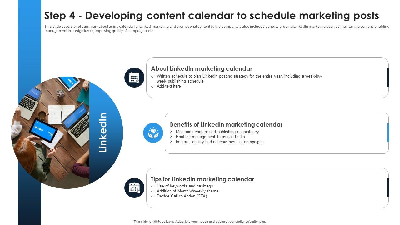 Linkedin Content Strategies Step 4  Developing Content Calendar To Schedule MKT SS V