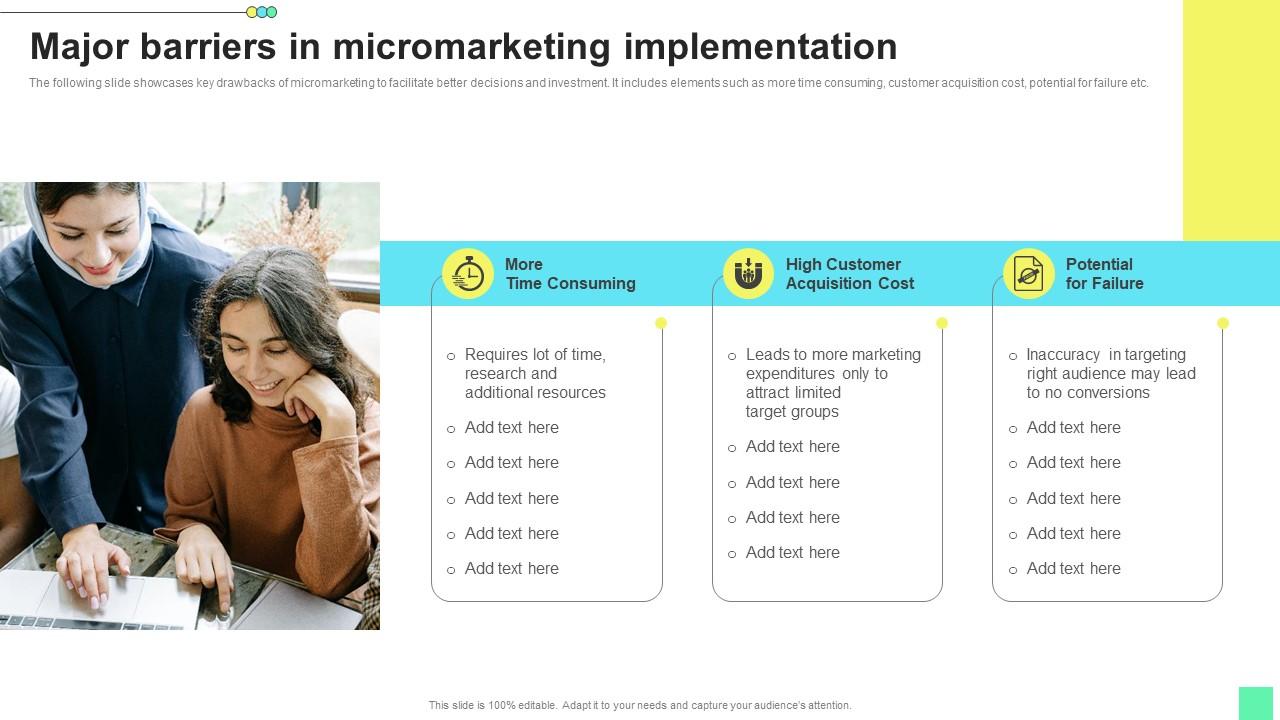 Major Barriers In Micromarketing Introduction To Niche Marketing Audience Segmentation Graphics Pdf