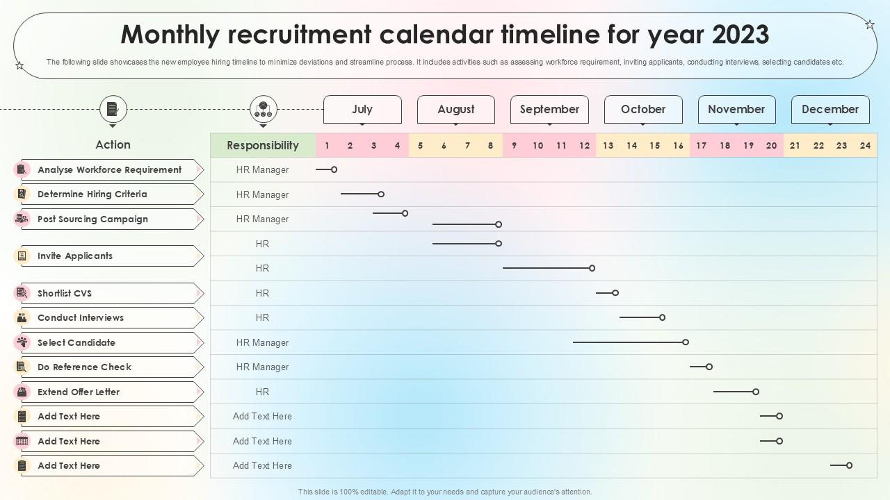 Monthly Recruitment Calendar Timeline For Year 2023