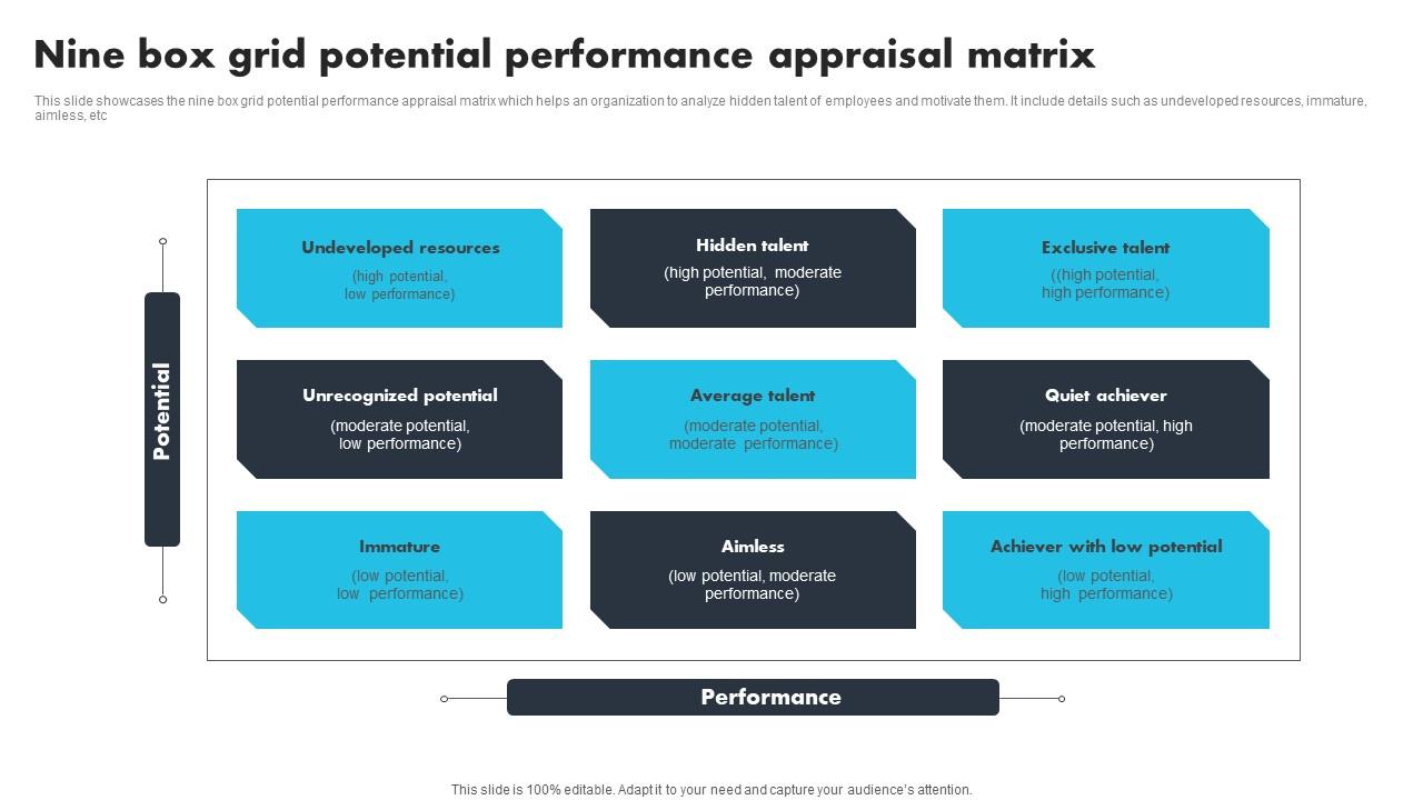 Nine Box Grid Potential Performance Appraisal Matrix Brochure Pdf