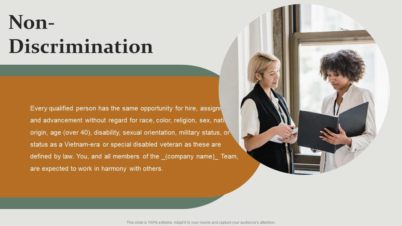 Non Discrimination HR Policy Overview Powerpoint Presentation Ppt Template Pdf