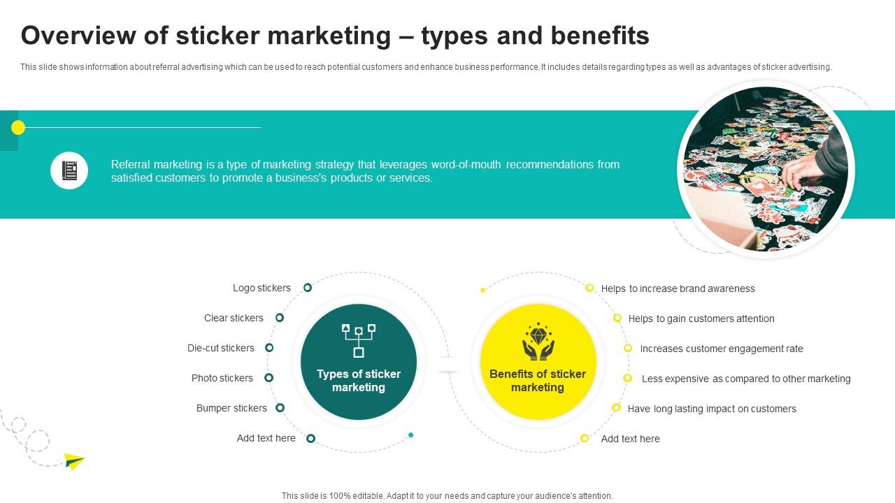 One On One Advertising Overview Of Sticker Marketing Types And Benefits Strategy SS V