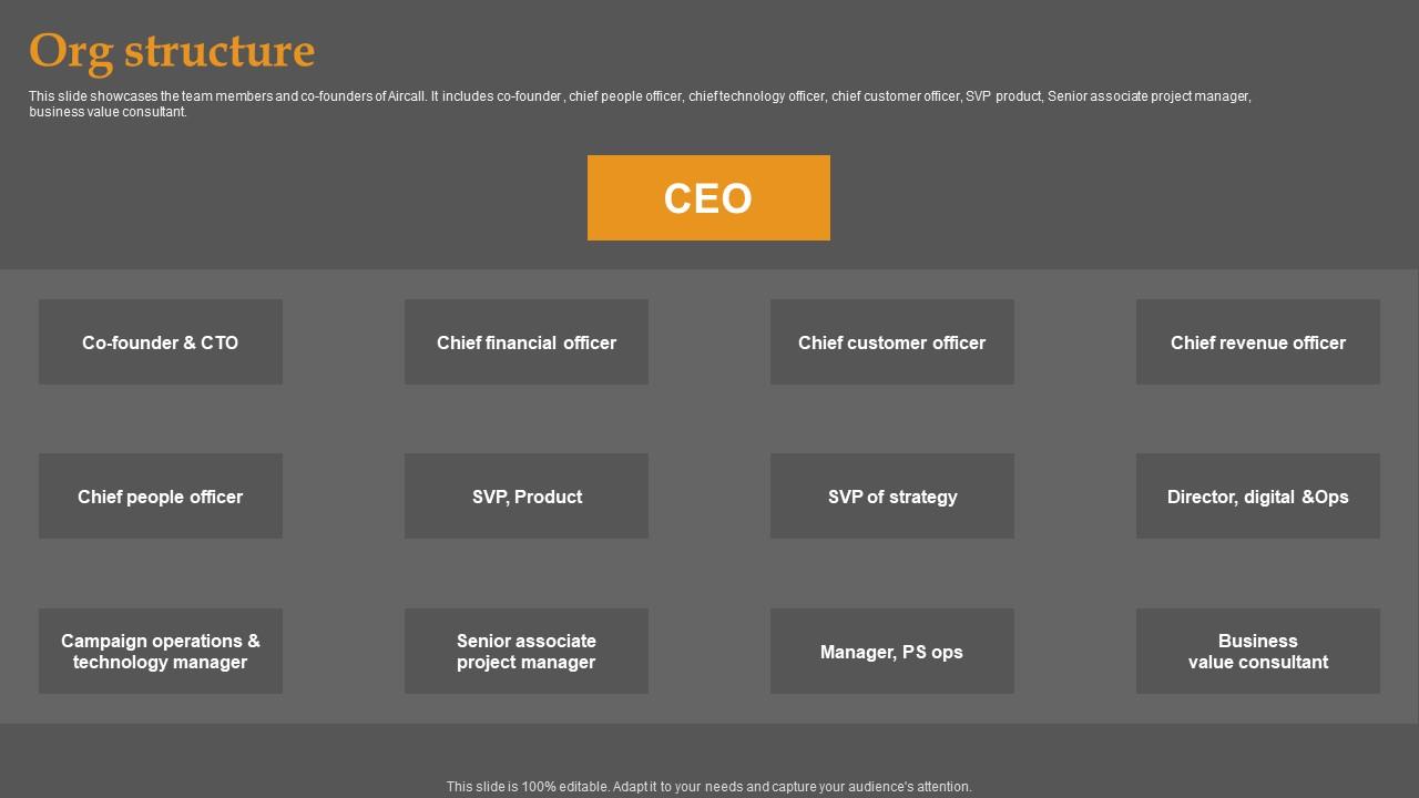 Org Structure Business Communication Improvement Platform Investor Sample Pdf