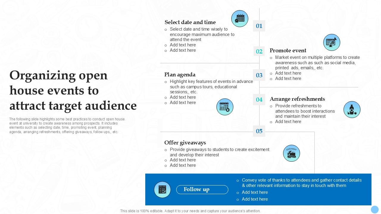 Organizing Open House Events To Attract Target Higher Education Ppt Example Strategy SS V