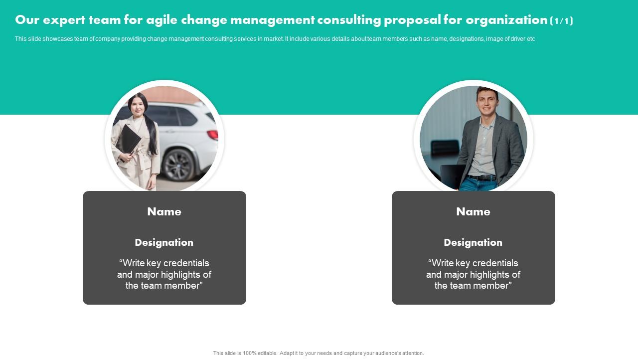 Our Expert Team For Agile Change Management Consulting Proposal For Organization Rules PDF