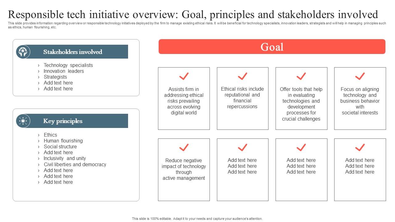 Playbook To Remediate False Responsible Tech Initiative Overview Goal Principles Portrait Pdf