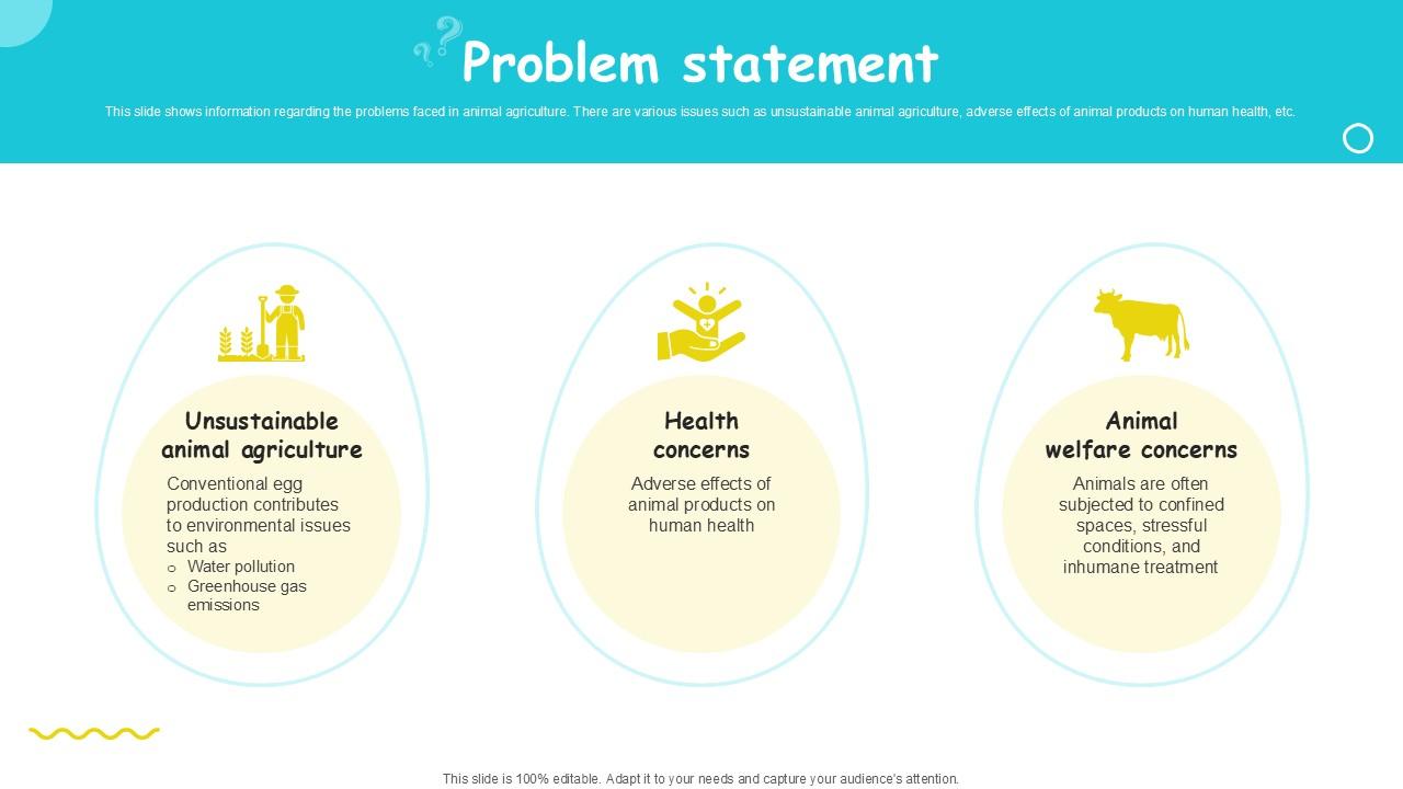 Problem Statement Plant Based Eggs Developing Company Investor PPT Sample