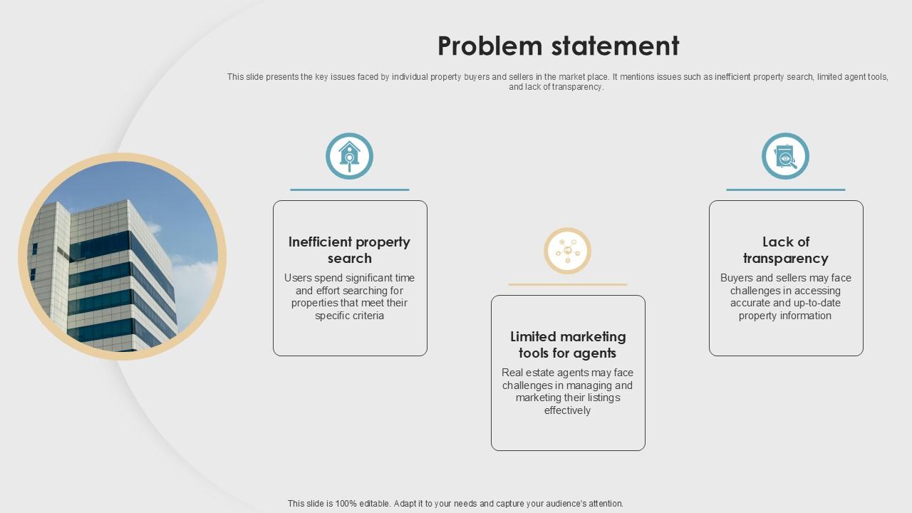 Problem Statement Property Listings Platform Pitch Deck PPT Sample