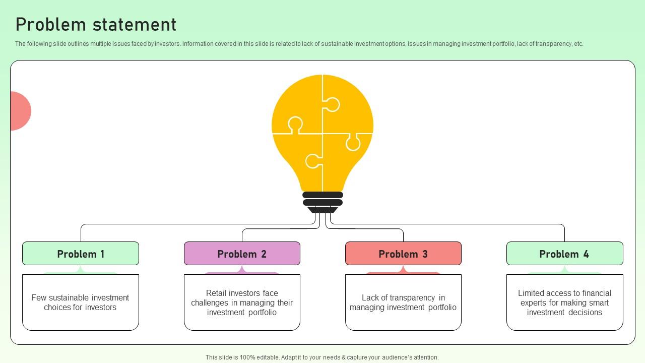 Problem Statement Value Based Investor Financing Pitch Deck Designs Pdf