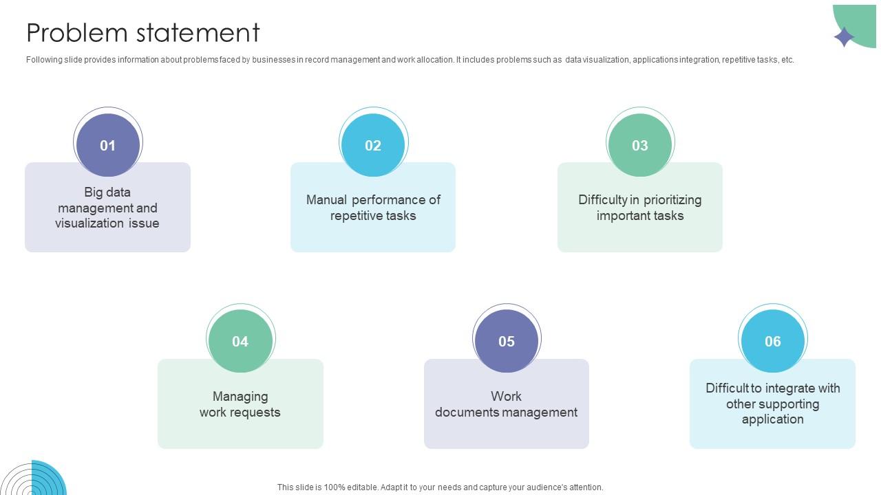 Problem Statement Workflow Management Investor Funding Elevator Pitch Deck