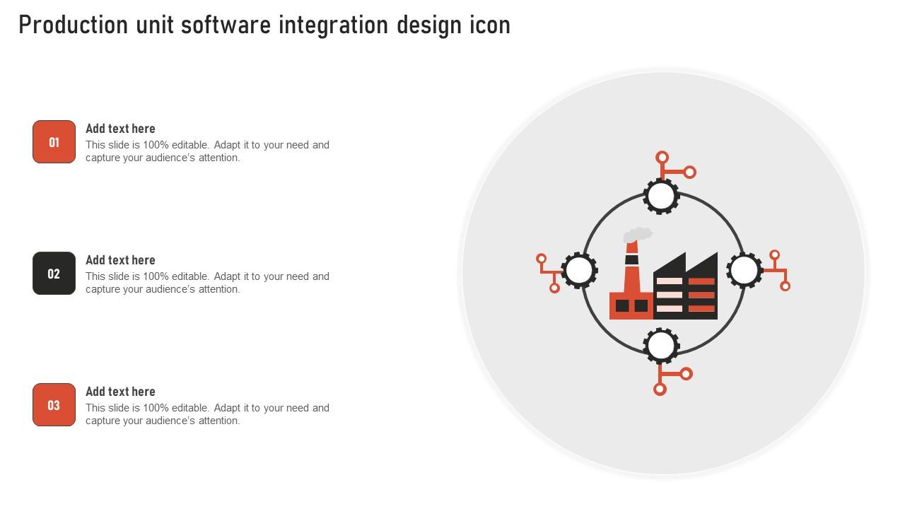 Production Unit Software Integration Design Icon Slides Pdf