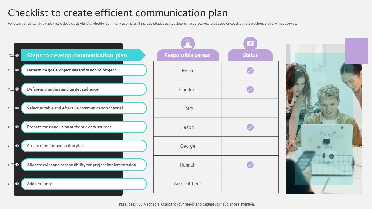 Project Stakeholders Management Checklist To Create Efficient Communication Ppt Slide