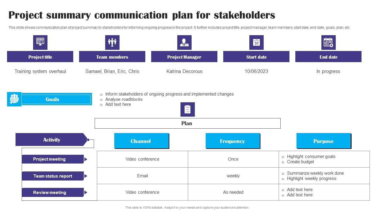 Project Summary Communication Plan For Stakeholders Ppt Slides Files pdf