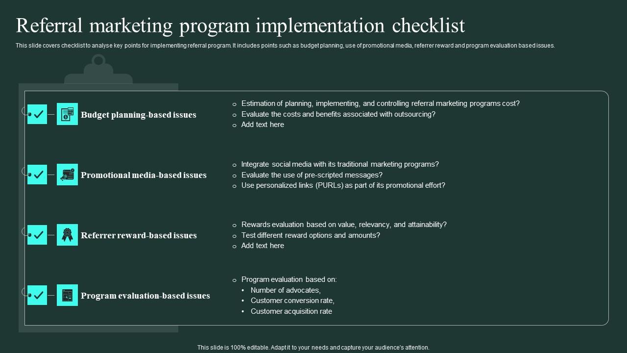 Referral Marketing Program Implementation Checklist Word Of Mouth Marketing Template Pdf