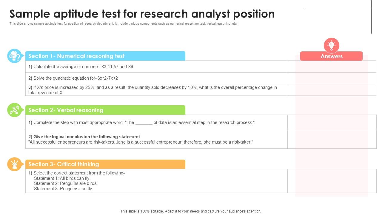 Sample Aptitude Test For Research Employee Attraction And Competency Ppt Example