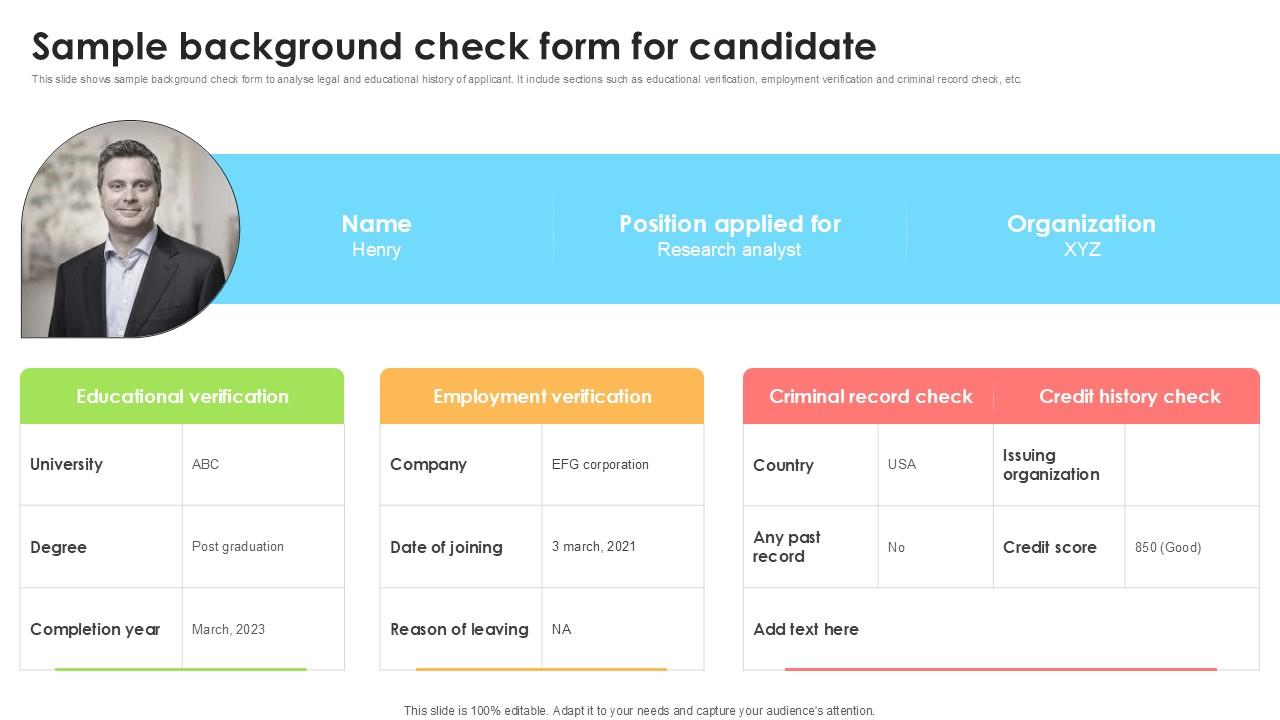 Sample Background Check Form Employee Attraction And Competency Ppt Sample