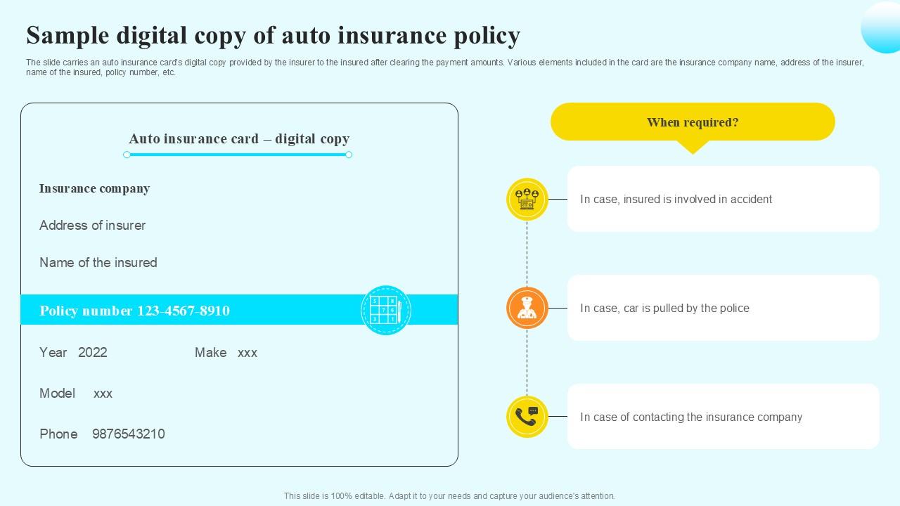 Sample Digital Copy Of Auto Insurance Steps By Step Guide For Claiming Car PPT Presentation