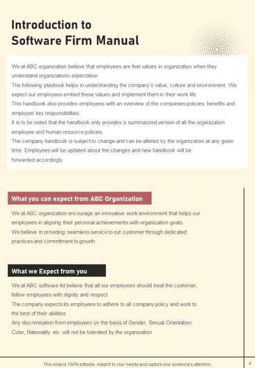 Software Firm Employee Manual Handbook