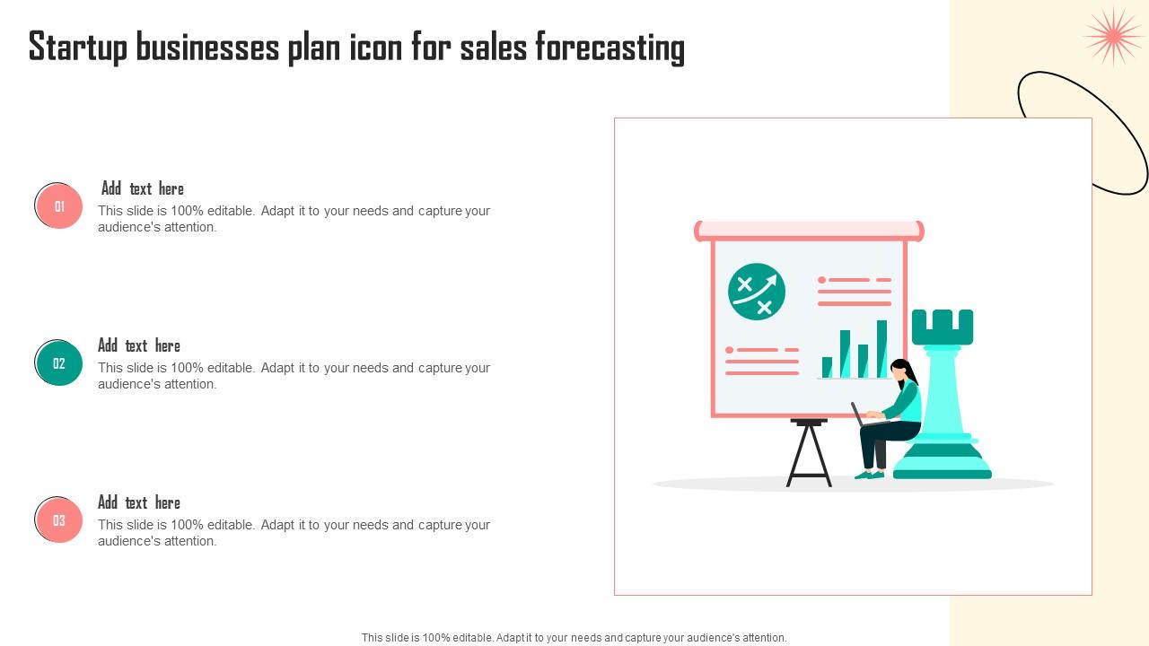 Startup Businesses Plan Icon For Sales Forecasting Professional Pdf