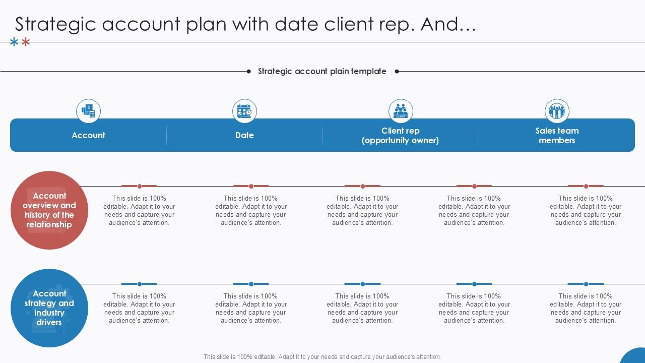 Strategic Account Plan With Date Client Rep And PPT Template SS
