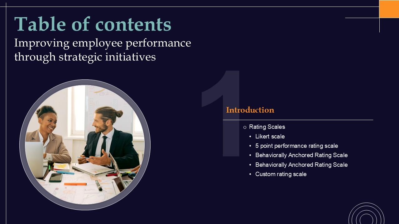 Table Of Content Improving Employee Performance Through Strategic PPT Slide Strategy SS V