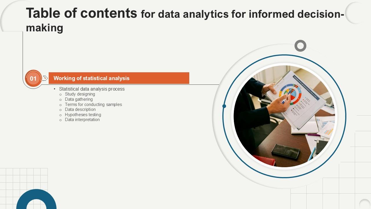 Table Of Contents Data Analytics For Informed Decision Making Ppt Slide