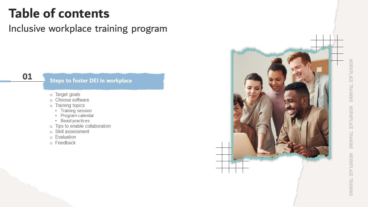 Table Of Contents For Inclusive Workplace Training Program DTE SS V