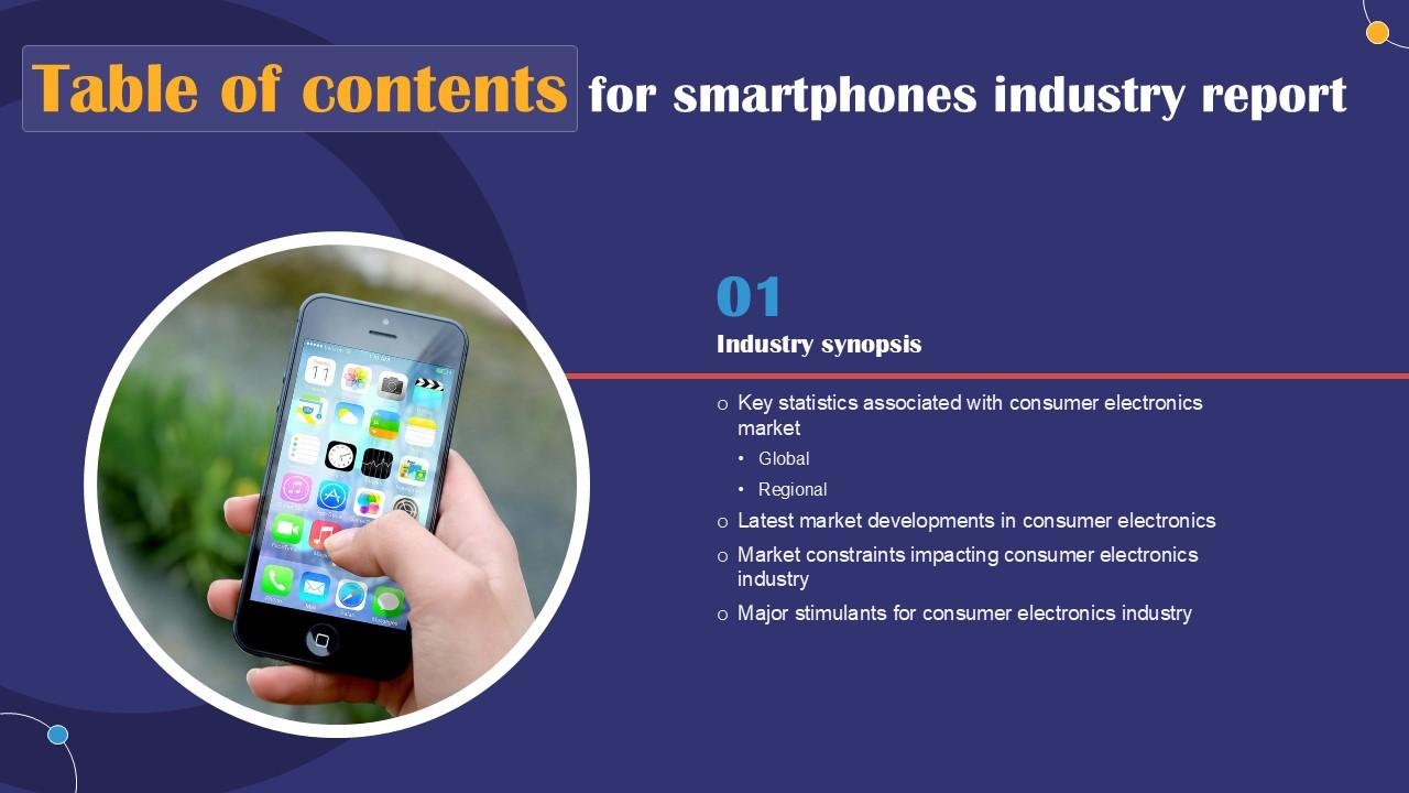 Table Of Contents For Smartphones Industry Report PPT Sample IR SS V