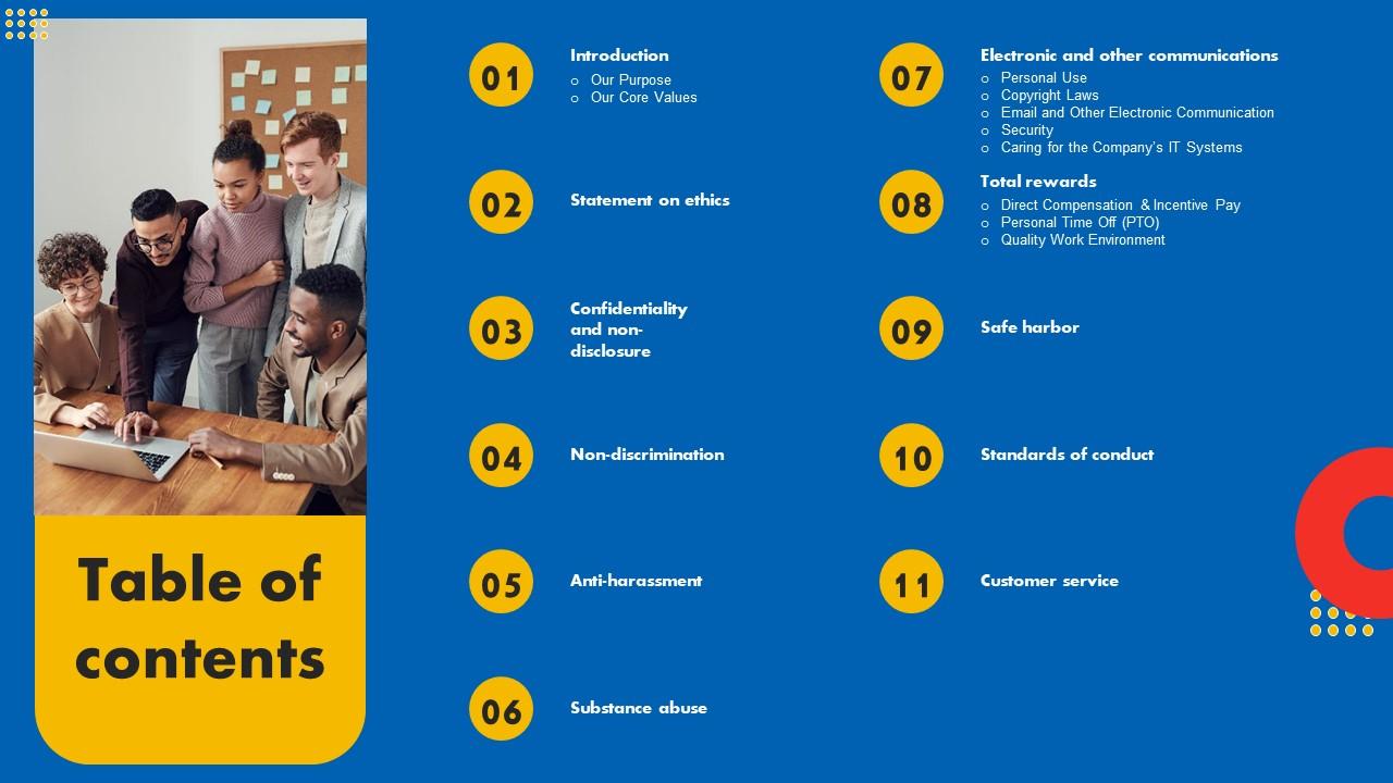 Table Of Contents Guide To Designing A Staff Handbook Mockup Pdf