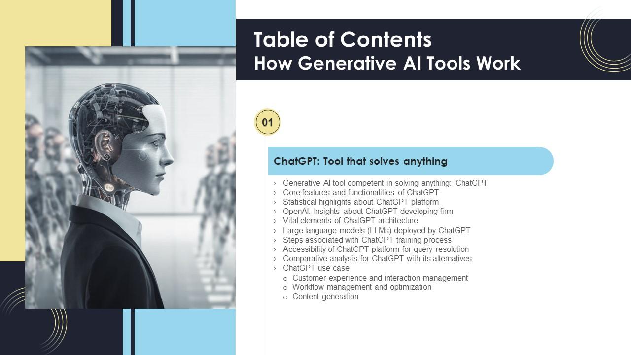 Table Of Contents How Generative AI Tools Work Ppt Information AI SS V