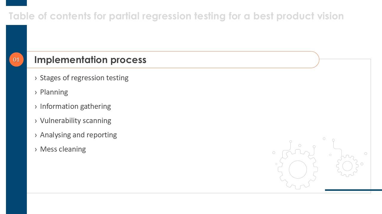 Table Of Contents Partial Regression Testing For A Best Product Vision PPT Example