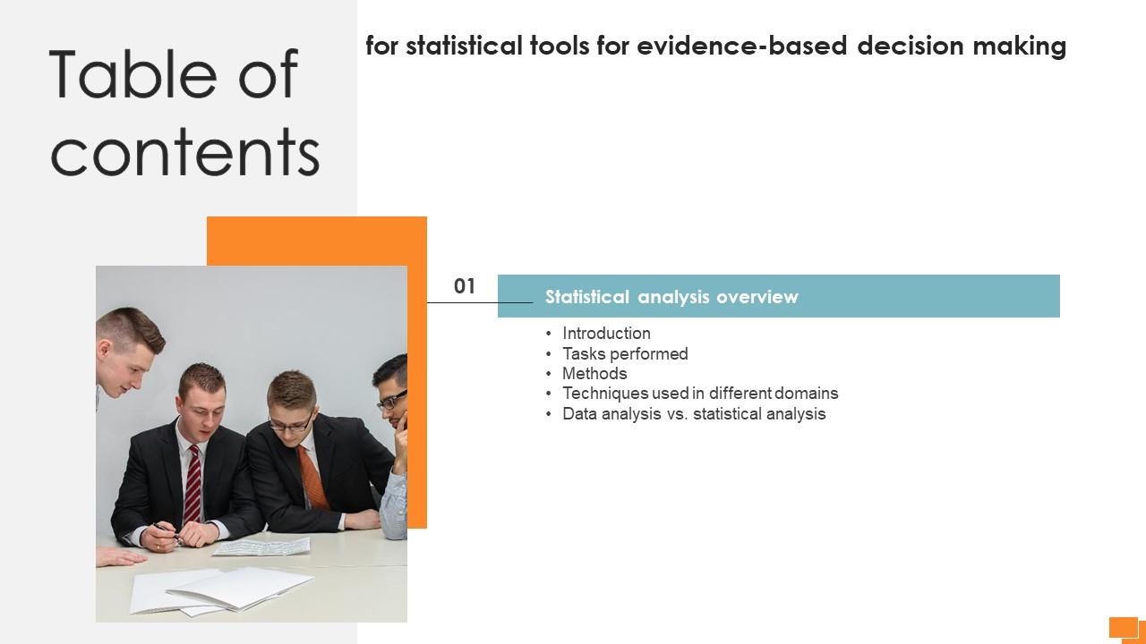 Table Of Contents Statistical Tools For Evidence Based Decision Making