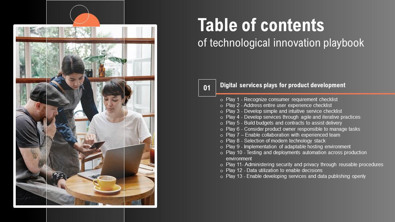 Technological Innovation Playbook Table Of Contents Summary Pdf