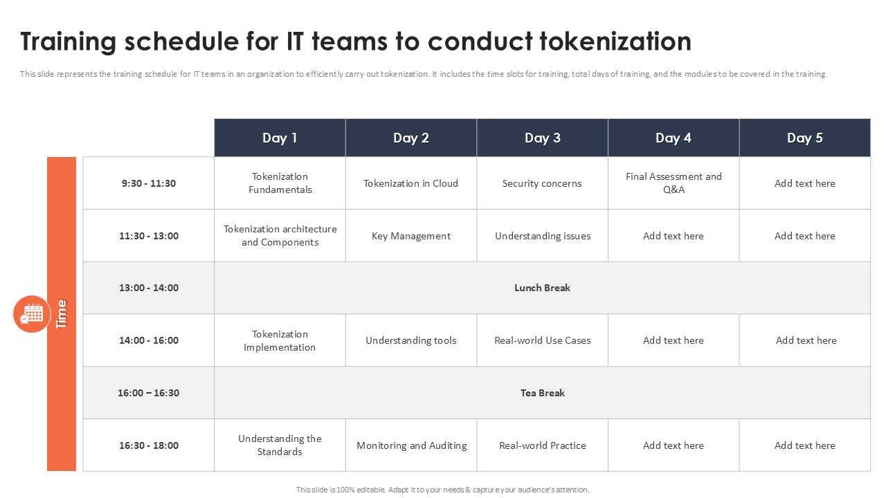 Training Schedule For It Teams To Conduct Tokenization Securing Your Data Ppt Presentation