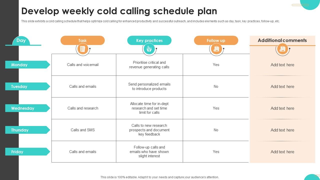 Ultimate Guide To Cold Develop Weekly Cold Calling Schedule Plan SA SS V