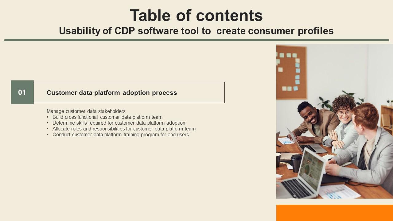 Usability Of CDP Software Tool To Create Consumer Profiles Table Of Contents Template Pdf