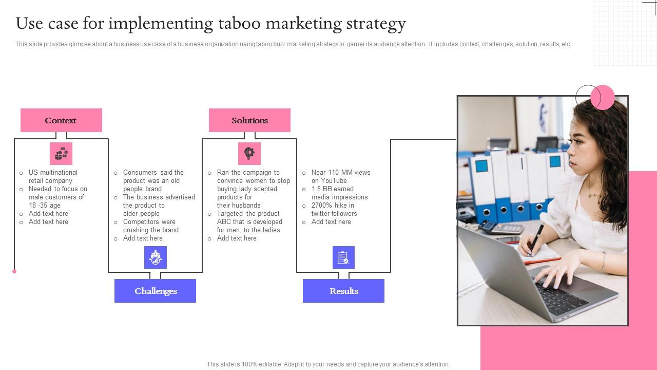 Use Case For Implementing Taboo Buzz Marketing Techniques For Engaging Brochure Pdf