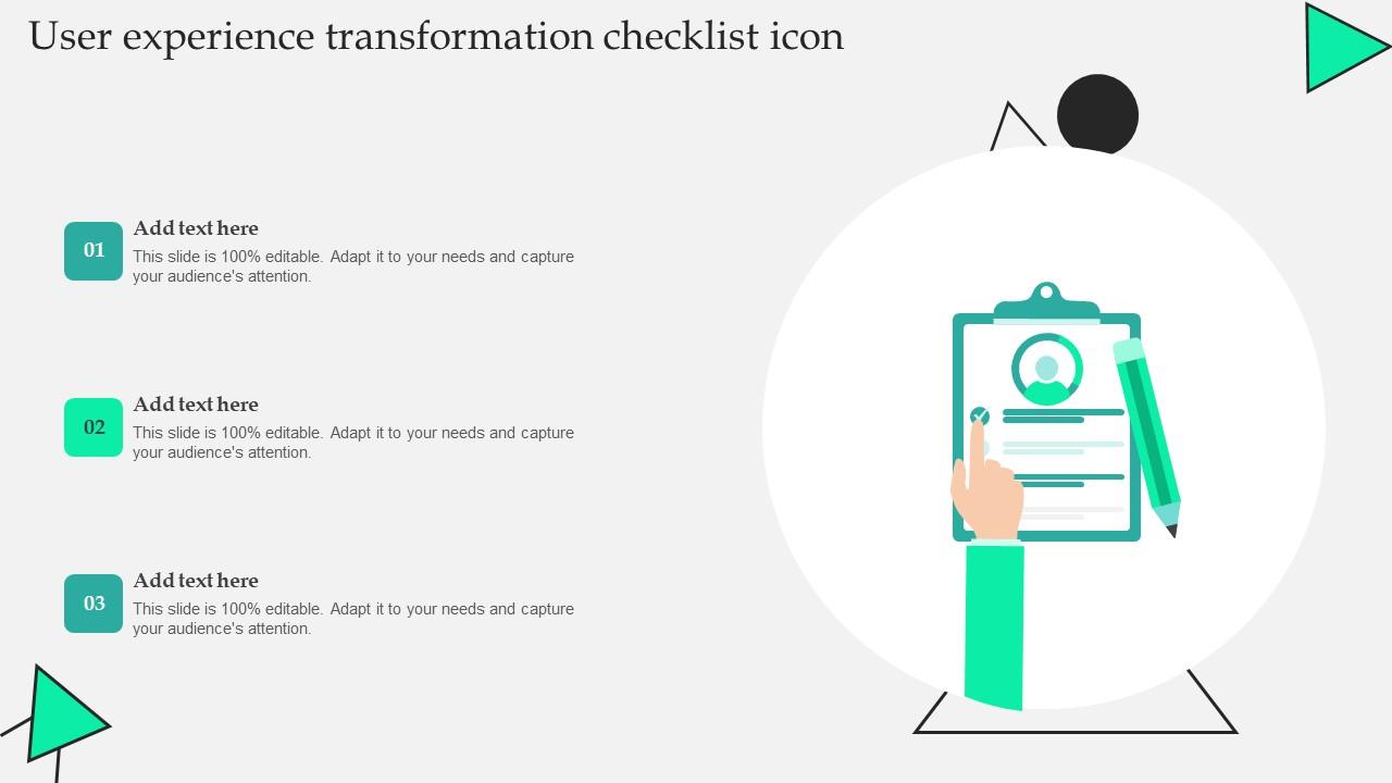 User Experience Transformation Checklist Icon Brochure Pdf