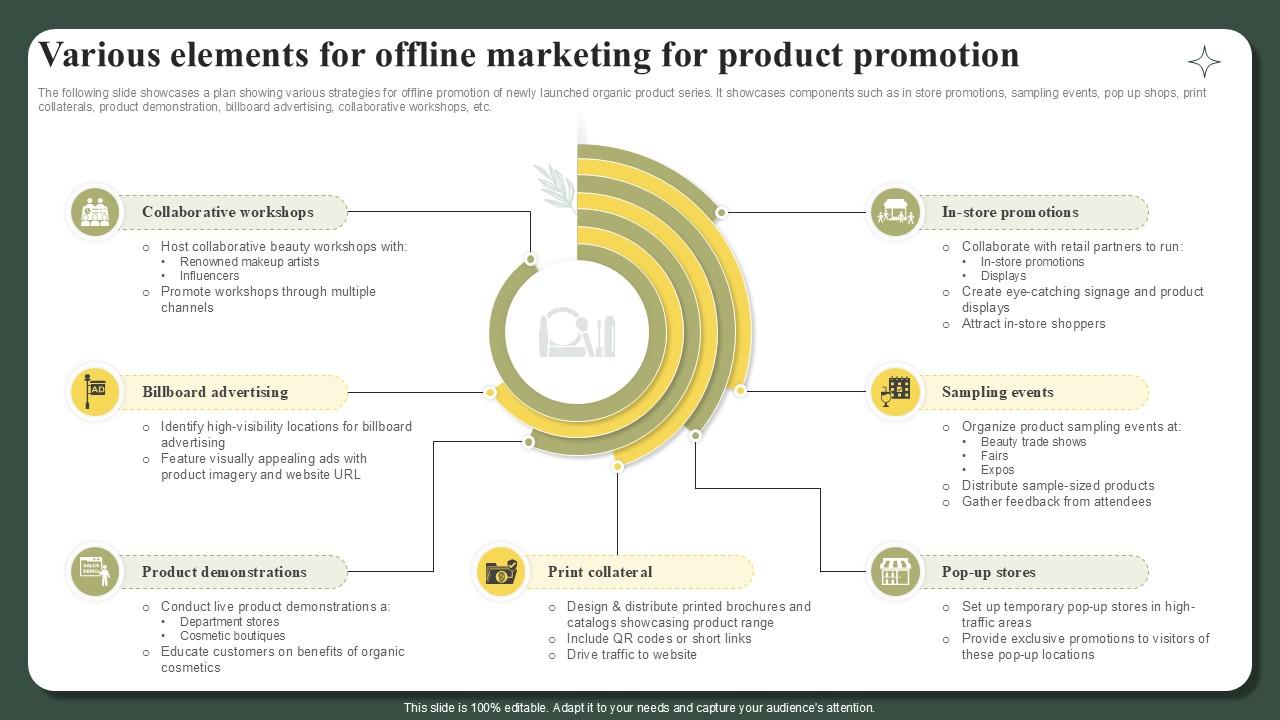 Various Elements For Offline Marketing For Product Promotion Successful Launch Ppt Template