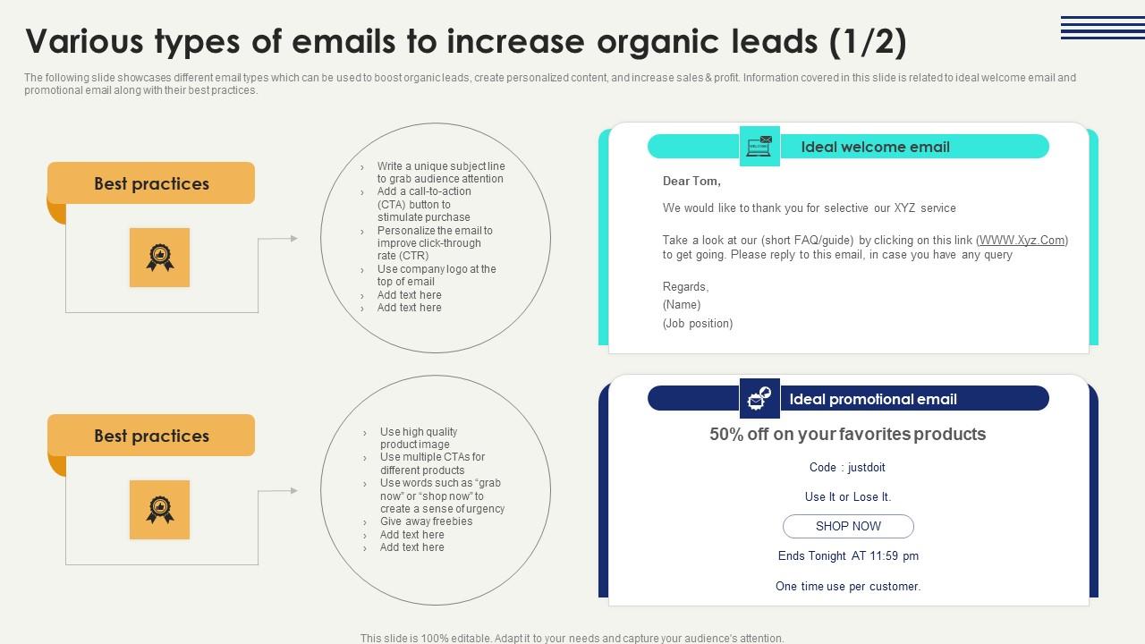 Various Types Of Emails Digital Marketing Strategies Improve Enterprise Sales Graphics Pdf