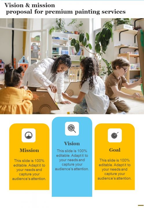 Vision And Mission Proposal For Premium Painting Services One Pager Sample Example Document