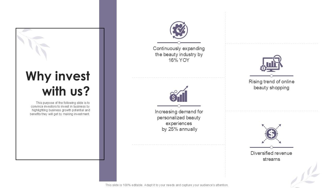 Why Invest With Us Cosmetic Products Platform Investor Ppt Slides