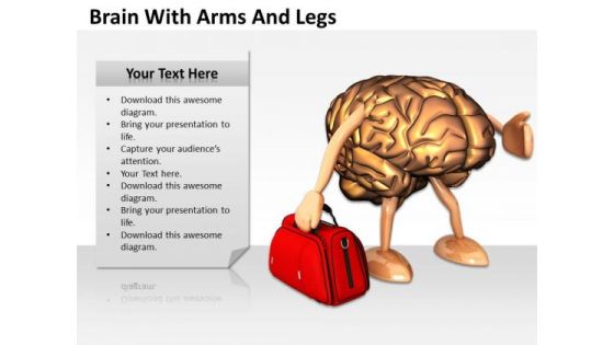 0814 Stock Photo 3d Brain Holding Red Bag PowerPoint Slide