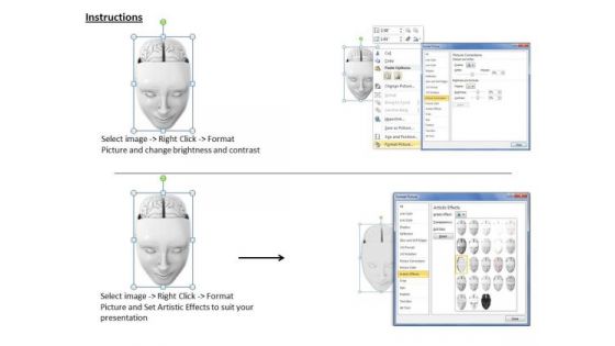 0814 Stock Photo 3d Human Face With Brain Illustration PowerPoint Slide