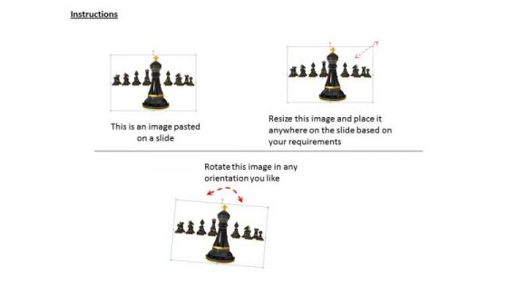 0814 Stock Photo Black Chess King Standing Ahead PowerPoint Slide