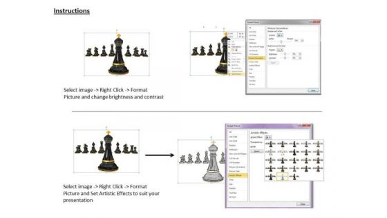 0814 Stock Photo Black Chess King Standing Ahead PowerPoint Slide