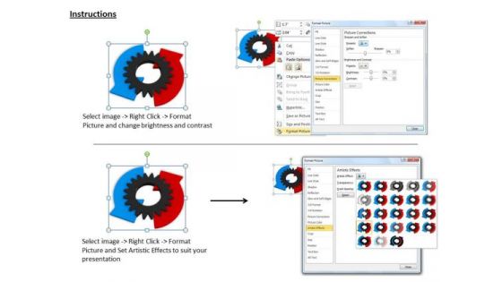 0814 Stock Photo Blue And Red Arrows Around Gear PowerPoint Slide