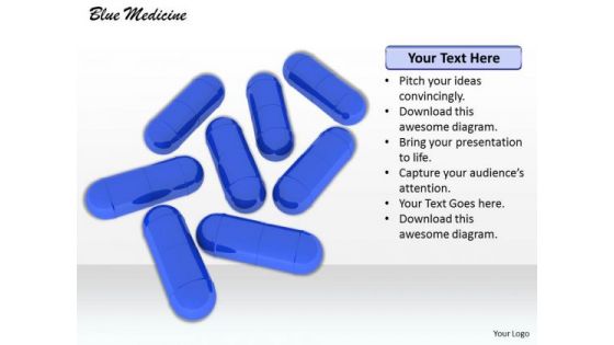 0814 Stock Photo Blue Capsules Over White Background PowerPoint Slide